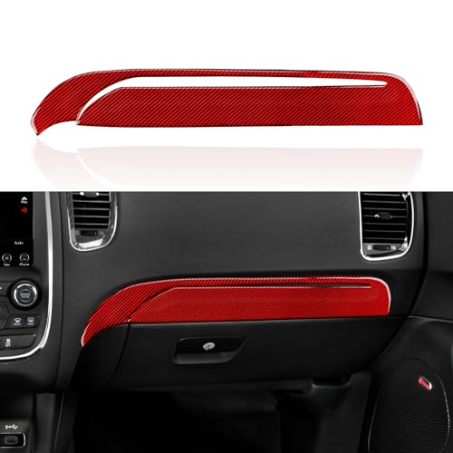Car Copilot Glove Box Cover Decals for 2011-2020 Dodge Durango Accessories Carbon Fiber Interior Stickers, Red - color: Copilot Glove Box Trim