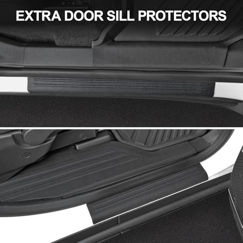 Floor Mats Full Set for 2024 2025 2026 Chevy Traverse & 2025 2026 Buick Enclave 7 Seats Captain Chairs, All Weather Cargo Trunk Liner, 2nd & 3rd Row Seat Back Cover, Door Sill Protector Accessories