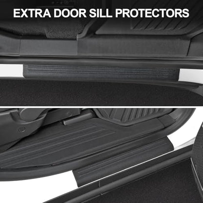 Floor Mats Full Set for 2024 2025 2026 Chevy Traverse & 2025 2026 Buick Enclave 7 Seats Captain Chairs, All Weather Cargo Trunk Liner, 2nd & 3rd Row Seat Back Cover, Door Sill Protector Accessories