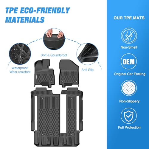 Nilight TPE Floor Mats for Toyota Sienna 8 Seats 2021 2022 2023 2024 2025 All Weather Custom Fit Heavy Duty Floor Liners - color: 2021-2026 Toyota Sienna|8 Seat