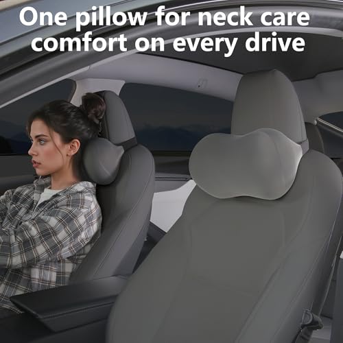 Car Headrest Pillow for Neck Support Memory Foam Car Neck Pillow Universal Fit Head Rest Travel Pillow Car Pillow for Pain Relief While Driving Grey 2pc - size: Silky Headrest Grey 2pc