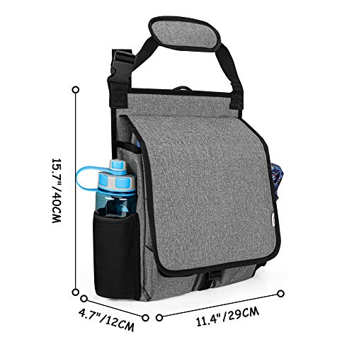 LUXJA Car Front Seat Organizer with Cover and Laptop Sleeve, Car Seat Organizer with Back Adjustable Straps, Gray - color: Gray