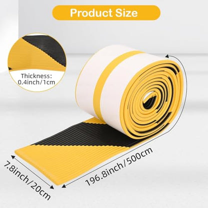 196.9" Foam Wall & Corner Guards 7.9" W High-Visibility Edge Bumper Guard, Self-Adhesive Wall Rubber Padding for Car Door Protection Parking Warehouse Home-Yellow Black