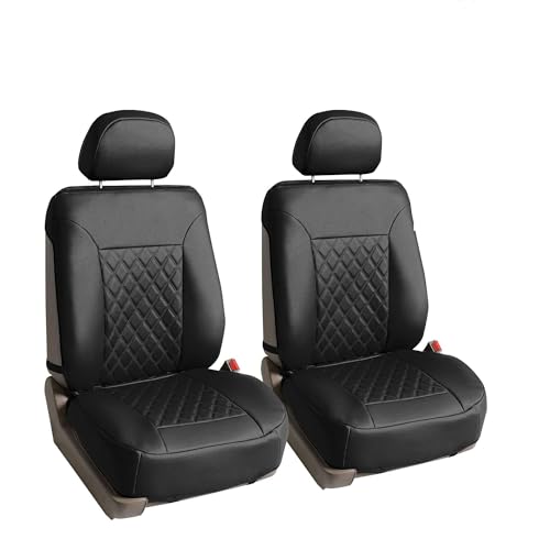 FH Group Deluxe Faux Leather Diamond Pattern Front Set Car Seat Cushions (Solid Black) with Gift - Universal Fit for Cars, Trucks, & SUVs - color: Black