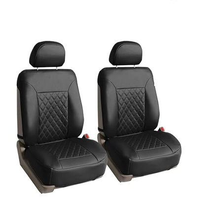 FH Group Deluxe Faux Leather Diamond Pattern Front Set Car Seat Cushions (Solid Black) with Gift - Universal Fit for Cars, Trucks, & SUVs - color: Black