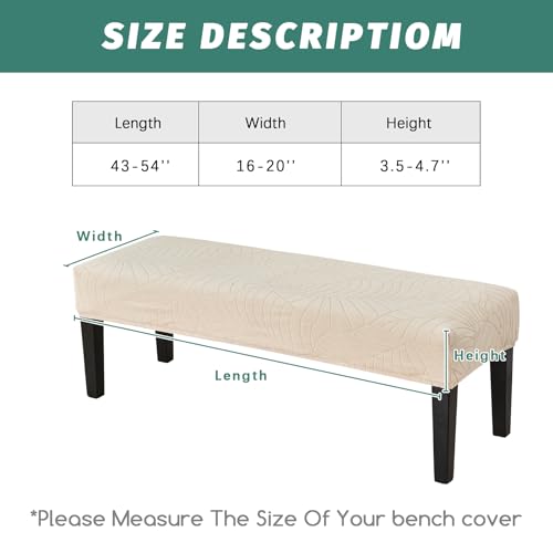 FUANGUI Waterproof Bench Cover, Stretch Jacquard Dining Bench Cover for bedrooms, Living Rooms, Kitchens, Protector Chair Bench Piano Bench Seat Covers Stool Slipcover Removable, Washable - Beige - color: Jacquard Beige