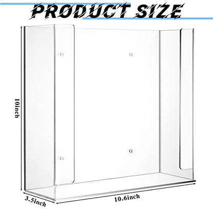 Weysat Wall Mounted Acrylic Glove Box Holder Double Dispenser Floating Glove Box Organizer Storage Rack for 2 Boxes for Kitchen Cleaning Closet Lab Exam Office (10.6 W x 10.0 H x 3.5 D) - size: 10.6" W x 10.0" H x 3.5" D