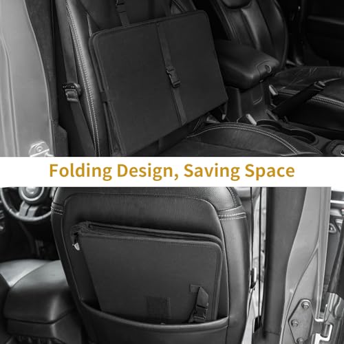 Front Seat Organizer with Steering Wheel Tray – Universal Car Storage Caddy for Drinks, Snacks, Gadgets, and Tablets, Adjustable, Multi-Pocket Travel and Office Accessory fits Car, Truck, Vans