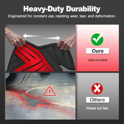 All Weather Floor Mats Custom Fit for Mazda CX-5 2017-2025 Waterproof Heavy Duty Anti-Slip Car Mats, 1st & 2nd Row Black & Red - color: Red