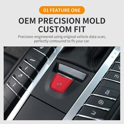 Red Parking Brake Button Cover for Porsche Macan 2014-2021, Premium Interior Electronic Handbrake P Switch Sticker, Auto Knob Modification Decorative Trim Accessories