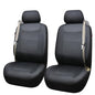 Flying Banner car seat Covers Quality Carbon Fiber Air Mesh Fabric Sport Low High Back Bucket Back Pocket Arm Rest (2 Fronts-Low Bucket-Built-in Seatbelt Compatible, Black - Faux Leather) - color: Black - Faux Leather -- Built-in Seatbelt Compatible, size