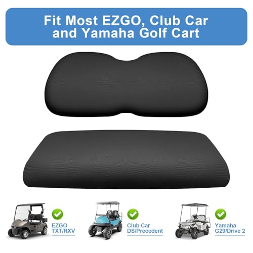 MOSNAI Universal Golf Cart Seat Covers Set for EZGO TXT/RXV, Club Car DS/Precedent, Yamaha G29/ Drive 2 Front Seats, Durable Breathable Bench Seat Covers Washable Polyester Mesh Cloth Without Logo - color: Black