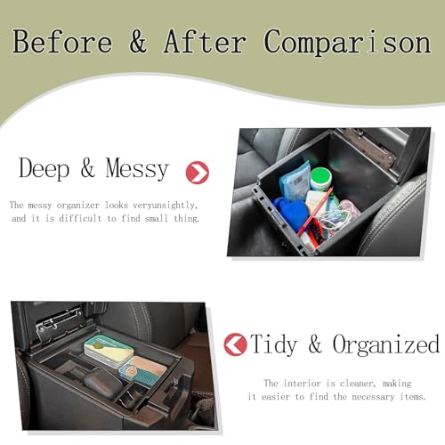 Center Console Organizer Tray Compatible with Toyota Tacoma Accessories 2016-2022 2023, Armrest Insert Container ABS Material Secondary Storage Box