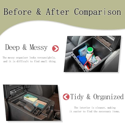 Center Console Organizer Tray Compatible with Toyota Tacoma Accessories 2016-2022 2023, Armrest Insert Container ABS Material Secondary Storage Box