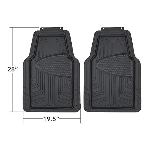 Amazon Basics 2-Piece Premium All-Season Anti-Slip Rubber Floor Mats for Cars, SUVs and Trucks, Universal Trim to Fit, Black