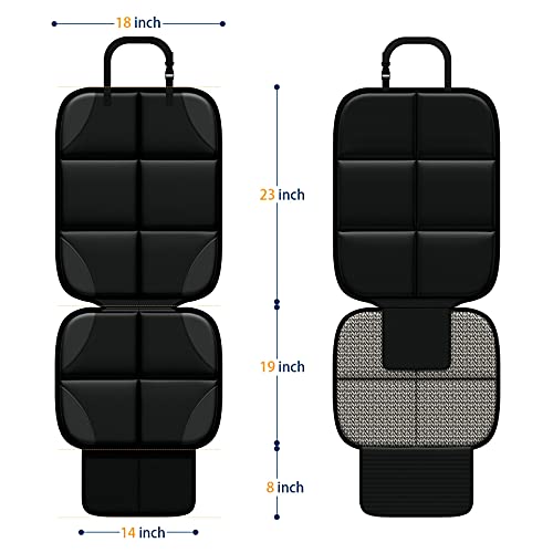 Car Seat Protector MHO+All 2 Pack Auto for Child Baby Car Seats - Large CarSeat Sit Savers Mat with Waterproof 600D Fabric & 2 Storage Pockets, Crash Test Approved