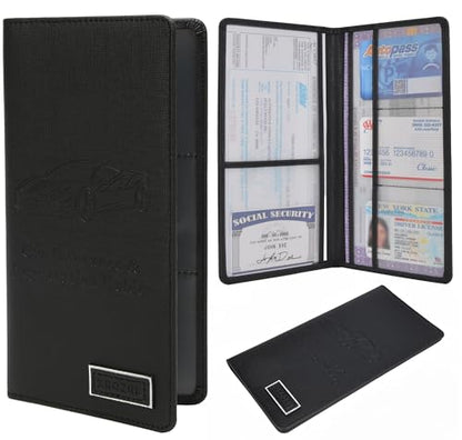 Premium Car Registration & Insurance Card Holder with Magnetic Closure & Clear Pockets, Glove Box Organizer for Documents, Driver's License (Reticulated black) - color: Reticulated black
