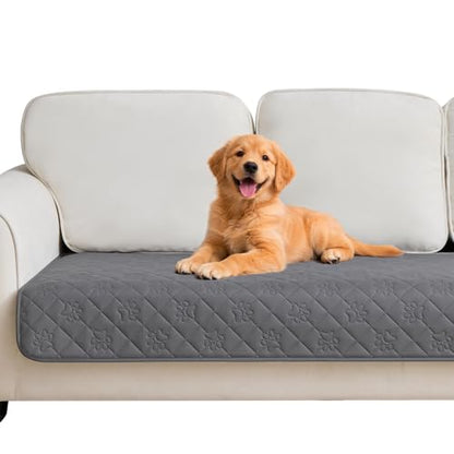 PAWFINITY Waterproof 4 Seat Couch Cover for Dogs, Pee Proof Pet Blanket, Paw Print Quilted, Pet Hair Resistant, Scratch-Resistant, Washable Furniture Protector for 4 Cusion Sofa, 30x90 Inch, Grey - size: 90x30 inch (pack of 1)