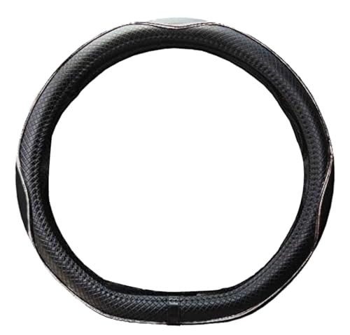 Mayco Bell Flat Bottom Steering Wheel Cover Anti-Slip,Safety,Soft,Breathable,Durable,Full Surround,Comfortable Grip Microfiber Leather (D Shape, Black White)
