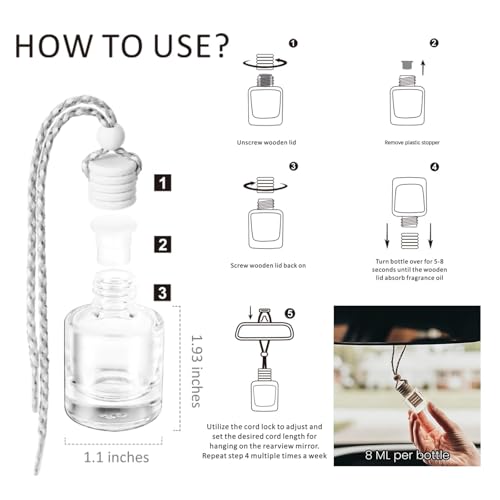C Classy Car Air Freshener Hanging 2 Pack, Mahogany Teakwood Essential Oil Diffuser, Cute Glass Bottle, Long-Lasting Fragrance Car Accessories for Women & Men, Made in USA