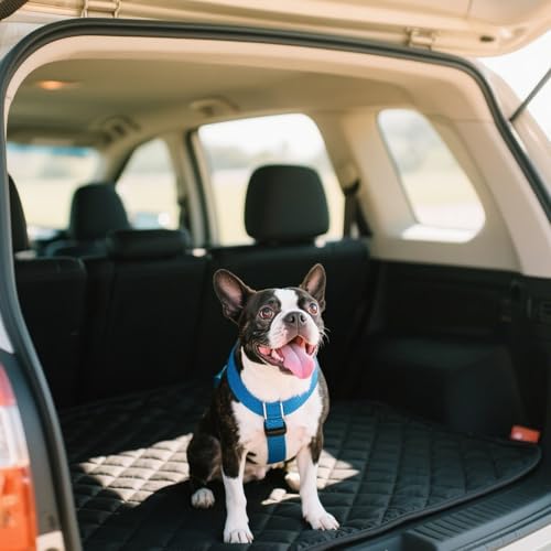 O SHI CAR Car Seat Cover for Dogs SUV Cargo Liner, Waterproof Pet Cargo Cover Dog Seat Mat for Sedans Vans with Bumper Flap Protector, Non-Slip, Large Size Universal Fit, Black