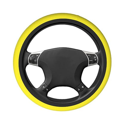 Elastic Stretch Steering Wheel Cover,Warm in Winter and Cool in Summer, Car Universal 15 inch, Microfiber Breathable Ice Silk, Anti-Slip, Odorless, Easy Carry,Yellow - color: Yellow