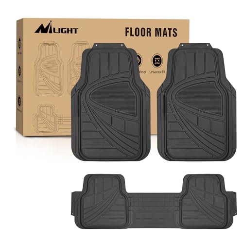 Nilight PVC Floor Mats for Cars Trucks SUVs,Universal Trim to fit for Most Vehicles,All Weather Protection Heavy Duty Floor Liners,Pack of 3 - color: PVC 3 Pack