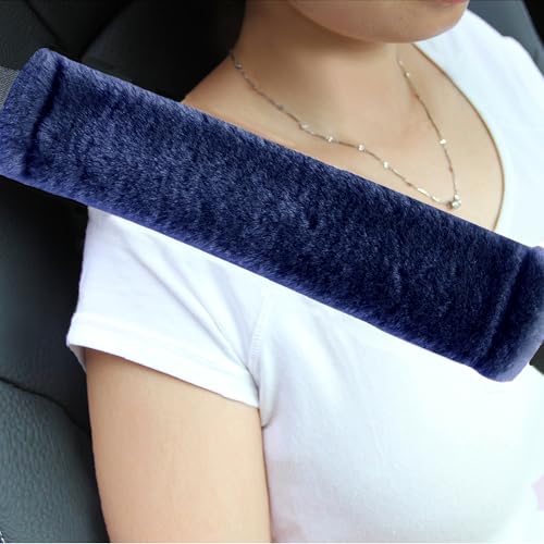 Soft Faux Fur Universal Fit Seatbelt Cover Car Truck SUV Airplane Seat Belt Shoulder Pad for Carmera Backpack Straps Neck Cushion Protector 2 Pack 10.5in Dark Blue - color: Dark Blue, size: 10.5in 2pack