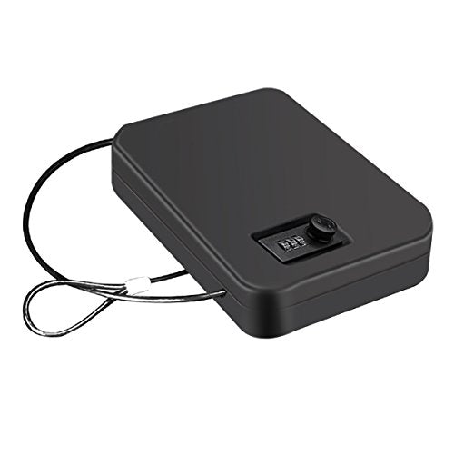 Younion Pistol Safe, Portable Travel Gun Safe,Handgun Lock Box, Gun Safes for Cars, Black - color: Dial lock