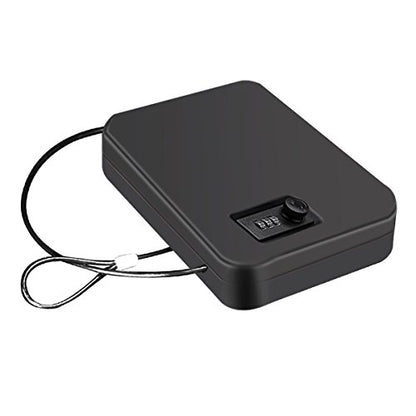 Younion Pistol Safe, Portable Travel Gun Safe,Handgun Lock Box, Gun Safes for Cars, Black - color: Dial lock