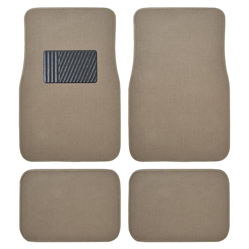 Beige Heavy Duty Front & Rear Carpet Floor Mats Universal Liners for Car SUV Van & Truck, All Weather Protection with Anti-Slip Nibs, Fit Contours of Most Vehicles - color: 100-MB