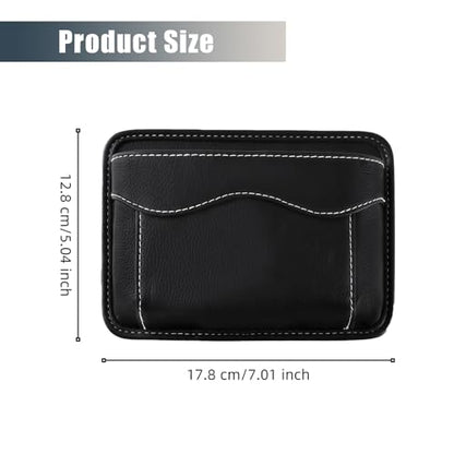 Car Seat Side Pocket Organizer, PU Leather Car Storage Bag Multifunctional Phone Wallet Key Card Holder Gap Filler Universal Pouch for Auto Door Seat Side Dash Interior Accessories (Black)