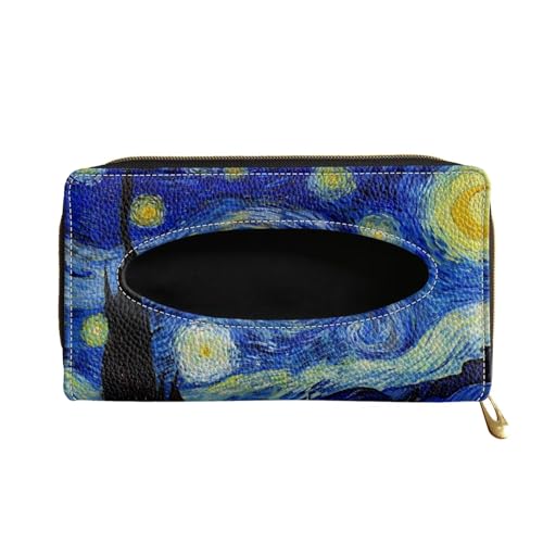 Sturdy PU Leather Visor Tissue Holder Car Sun Visor Tissue Box Holder Leather Napkin Holder Starry Night - color: Starry Night