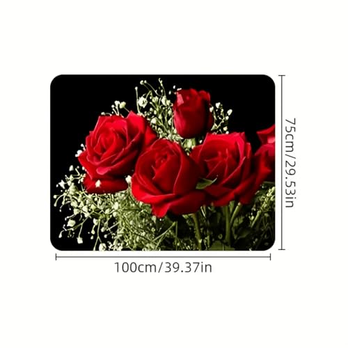 Universal Car Trunk Mat, All Weather Trunk Protection Cargo Liner, Stylish Vehicle Interior Accessories, Durable Cargo Mat Rear Trunk Line Suitable for Most Car (Red Rose Pattern, 29" x 39") - color: Red Rose Pattern