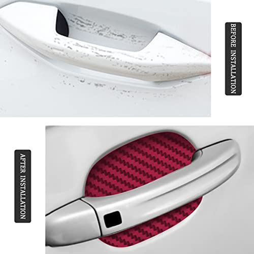 Blilo 8PCS Car Door Handle Sticker, Carbon Fiber Anti-Scratches, Universal Fit, Wine Red - color: Wine Red/8PCS
