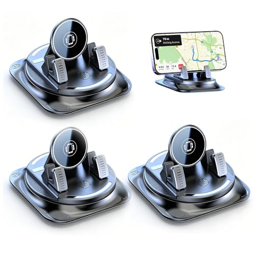 Dashboard Phone Holder for Car, 360 Degree Rotation Mount, Foldable Silicone Dash Stand, Anti-Slip Mobile Cradle Compatible (3PC) - color: 3PC