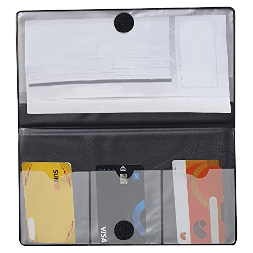 Andalus Auto Registration & Insurance Card Holder Pack of 2, Waterproof Essential Car Registration Holder with Hook & Loop Closure, Perfect for Every Vehicles Glove Boxes (Black - 9.5" x 5.15") - color: Black