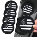 4PCS Car Cup Holder Coasters, 2.75 Inch American Flag Insert Car Cup Coaster, Anti Slip Shockproof Embedded Drink Mat, Car Coasters for Cup Holders, Universal Car Interior Accessories (Black)