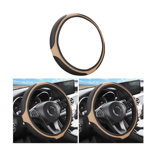 LoyaForba Car Steering Wheel Cover, Universal 14.5-15 Inch, Soft Anti-Slip Neoprene Protector for Steering Wheel, Breathable Odorless and Elastic Stretch, Car Accessory for SUV, Van, Truck (Beige) - color: Beige