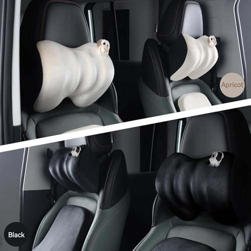 1Pcs Black Car Headrest Memory Foam Neck Pillow 11.8 X 7.8” Soft and Comfortable Seat Head Pillow Cushion Features Adjustable Straps for Most Sedans, SUVs, Home, and Office Settings - color: Black