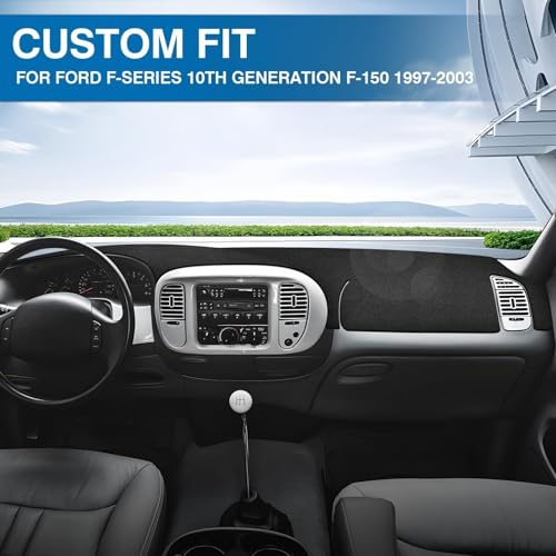 KUST Black Dash Cover for 1997-2003 Ford F150 F-150/1997-2002 Ford Expedition Polyester Dashboard Cover Non-Slip Interior Accessories for F150/ Expedition Custom Fit Dash Mat Protect the Dashboard - size: F150 97-03(Black)