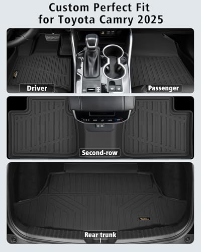Floor Mats & Trunk Mat Custom Fit for Toyota Camry 2025 (Include Hybrid) All Weather TPE Rubber Cargo Liner Anti-Slip Full Set Automotive Floor Liners for Camry Accessories - size: For Toyota Cmary 2025