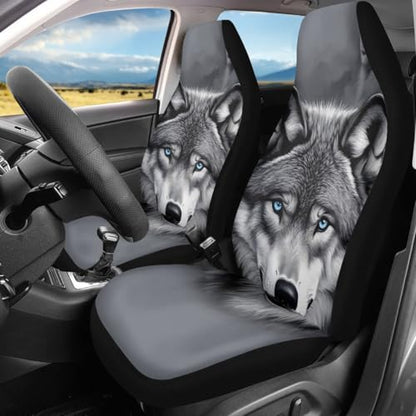 Pehede Car Seat Cover Grey Wolf Front for Cars, Easy to Install Cover Set, Accessories Auto Trucks Van SUV,2 Packs - color: Multi17