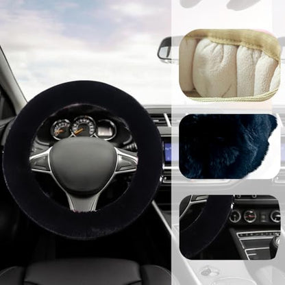 Fluffy Steering Wheel Cover, Winter Warm, Suitable for Most Car Steering Wheels in The 14-15 Inch Range(Black, 1PCS) - color: Black, size: 1PCS