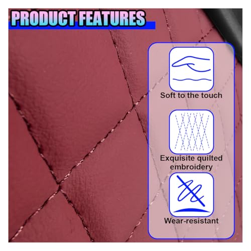 Leather Car Center Console Cover, Universal Automotive Armrest Booster Cushion, Vehicle Middle Console Organizer with 2 Cup Holders, Side Storage Bag, Tissue Box & Phone Slot(Burgundy) - color: Burgundy