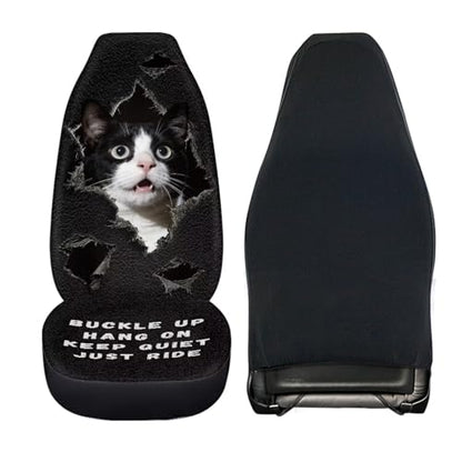 Cow Cat Print Car Front Seat Covers 2 Pack Universal Automotive Bucket Seat Covers Comfy & Breathable Car Interior Cover for Most Cars - color: Black and White - Cow Cat