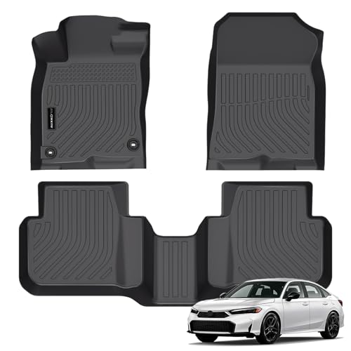Auxko All Weather Floor Mats Fit for Honda Civic Sedan Hybrid & Civic Hatchback Hybrid 2026 2025 TPE Liners Accessories All Season Guard Odorless Anti-Slip Floor Mats Black - size: civic hybrid|2025-2026|floor mats
