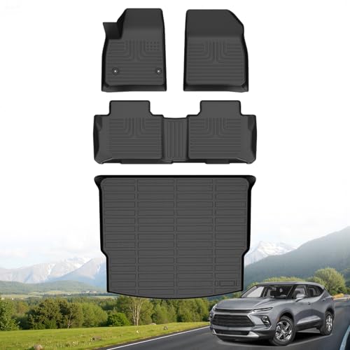 Hutisya-Floor Mats & Cargo Liner Set Fit for 2019-2026 Chevy Blazer (Not EV & Trailblazer) All Weather Protection Anti-Slip & Durable TPE Full Set Liners Automotive Chevrolet Blazer Accessories-Black - style: 8)For Blazer 2019-2026 Full Set