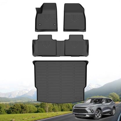 Hutisya-Floor Mats & Cargo Liner Set Fit for 2019-2026 Chevy Blazer (Not EV & Trailblazer) All Weather Protection Anti-Slip & Durable TPE Full Set Liners Automotive Chevrolet Blazer Accessories-Black - style: 8)For Blazer 2019-2026 Full Set