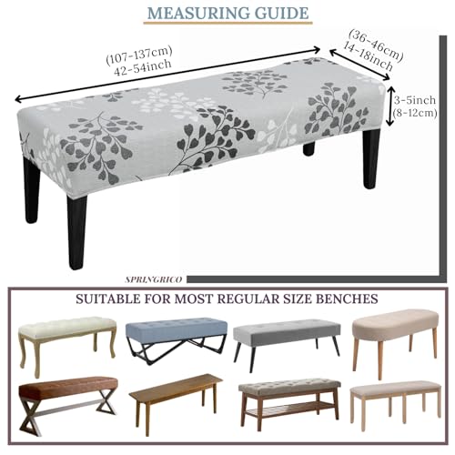 SPRINGRICO Stretch Dining Bench Cover, Removable Bench Slipcover Washable Bench Seat Protector Rectangle Bench Cover for Dining Room, Living Room, Bedroom, Kitchen (Byron Palm) - color: Byron Palm